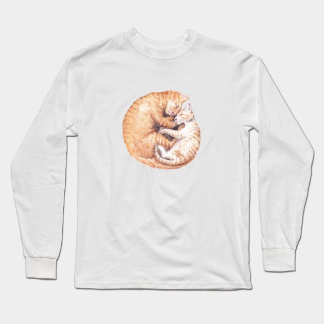 Cuddling Cats Yin Yang Long Sleeve T-Shirt by wanderinglaur